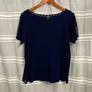 LAUREN RALPH LAUREN / Blue Cotton Short Sleeve Shirt Size 1X
